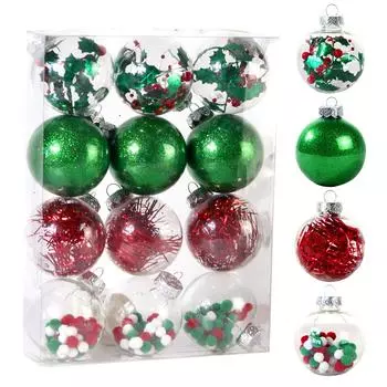 12 шт. прозрачный рождественский шар кулон круглый шар кулон декор фестиваль подвесные украшения для декора рождественской елки 12PCS-6CM