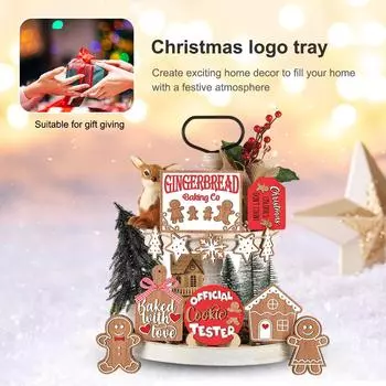 12 шт. Пряничный человечек, снежинка, деревянные знаки, декоративные рождественские гномы, деревянные знаки, декор, праздничная тема для зимнего домашнего декора