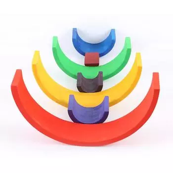 12 шт. радужные блоки, игрушки, туннельный укладчик, креативный деревянный Радужный укладчик, вложенные строительные блоки Монтессори, развивающие игрушки