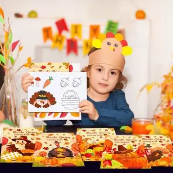 12 шт. раскрасок ко Дню благодарения, мини-книга для рисования своими руками, высокое разрешение печати, школьная книга