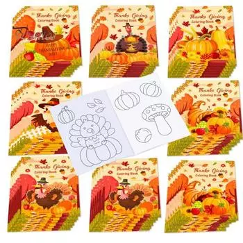12 шт. раскрасок на День благодарения, мини-книга для рисования своими руками, книга для печати в высоком разрешении, школьные принадлежности для занятий 12pcs