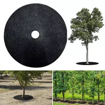 12 шт. разлагаемая круглая мульча для деревьев, защитный коврик от травы, нетканый тканевый чехол многоразового использования чёрный