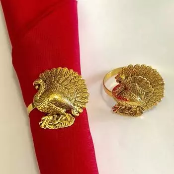 12 шт. Ретро пряжки для салфеток в форме индейки-павлина, регулируемые, для дизайна стола