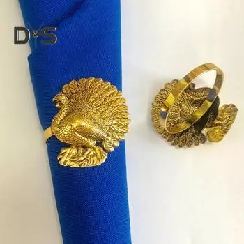 12 шт. Ретро пряжки для салфеток в форме индейки-павлина, регулируемые по размеру, дизайн для украшения стола, кольца для салфеток, салфетки на Новый год, День благодарения античная золотой