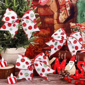 12 шт. рождественские банты украшения 6 дюймов большой рождественский венок банты блестящие точки белый