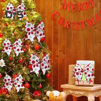 12 шт. рождественские банты украшения 6 дюймов большой рождественский венок банты блестящие горошек бант лента украшение для свадьбы праздничные принадлежности для вечеринок зелёный