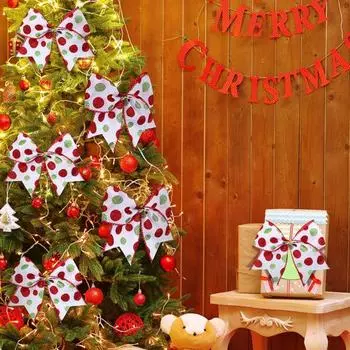 12 шт. рождественские банты украшения 6 дюймов большой рождественский венок банты блестящие горошек бант лента украшение для свадьбы праздничные принадлежности для вечеринок белый