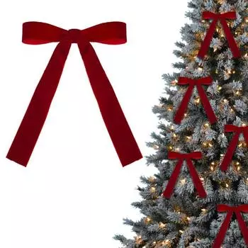 12 шт. рождественские бархатные банты, красные бархатные банты с золотыми завязками
