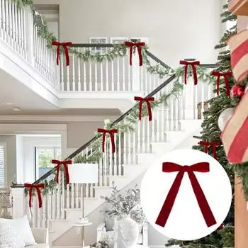 12 шт. рождественские бархатные банты красные бархатные банты с золотыми завязками на Рождество