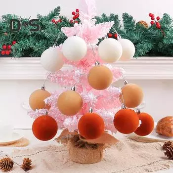 12 шт. рождественские бархатные шары украшения пластиковые флокированные шары елочные подвесные украшения для праздничной вечеринки домашний декор A