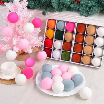 12 шт. рождественские бархатные шары украшения пластиковые флокированные шары елочные подвесные украшения для праздника