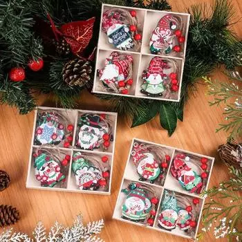 12 шт. рождественские безликие пожилые люди в форме многоразовых деревянных праздничных атмосферных новогодних праздничных елочных украшений E