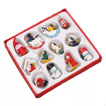 12 шт. Рождественские деревянные елочные подвесные украшения, деревянные рождественские поделки