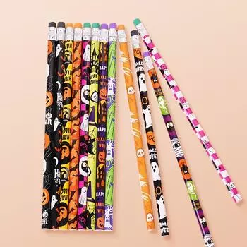 12 шт. рождественские деревянные карандаши детские сувениры на вечеринку в честь Хэллоуина подарки на сладости или гадости тыква привидение канцелярские принадлежности