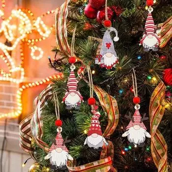 12 шт. Рождественские деревянные украшения, подвесные гномы, пряничные человечки, украшения для рождественской елки, подвеска для праздничного домашнего декора D