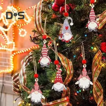12 шт. Рождественские деревянные украшения, подвесные гномы, пряничные человечки, украшения для рождественской елки, подвеска для праздничного домашнего декора A