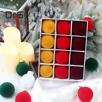 12 шт. Рождественские флокированные шары, небьющиеся елочные украшения с петлей для подвешивания, легкие рождественские шары для домашнего праздничного декора горячий розовый