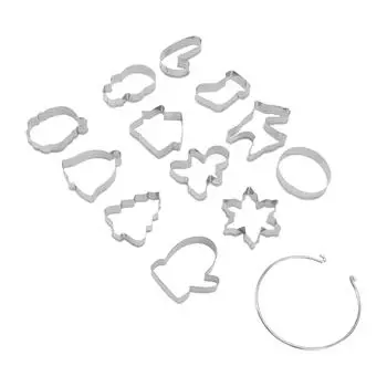 12 шт. Рождественские формочки для печенья с рождественской тематикой, быстросъемные формочки для печенья из нержавеющей стали, серебристые