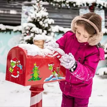 12 шт. рождественские наклейки, симпатичные зеленые эльфийские куклы, магнитные наклейки для оконной стены