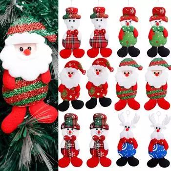 12 шт. рождественские плюшевые куклы украшения Санта-Клаус снеговик рождественская елка подвески для дома рождественские новогодние украшения для вечеринок подарки
