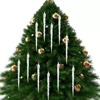 12 шт. рождественские подвески-сосульки с имитацией прозрачные сосульки декор ледяная полоска с резьбой подвеска для новогоднего зимнего украшения чистый