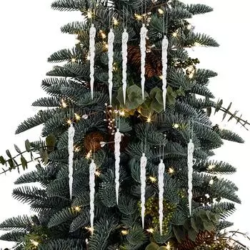 12 шт. Рождественские подвесные сосульки, украшения, прозрачные сосульки, ледяная полоска, подвеска с резьбой для новогоднего зимнего украшения чистый