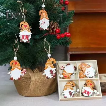 12 шт. рождественские подвесные украшения деревянные пряничные человечки гномы подвеска для рождественской елки украшения для дома кухни праздничные принадлежности для вечеринок D