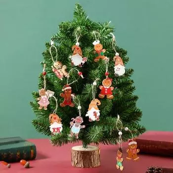 12 шт. рождественские подвесные украшения деревянные пряничные человечки гномы подвеска для рождественской елки D