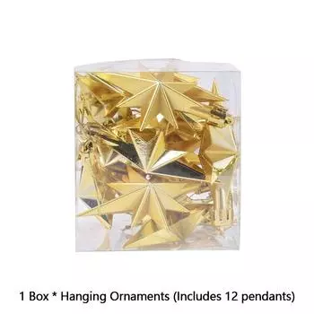 12 шт. Рождественские подвесные украшения своими руками, пластиковые креативные звездообразные рождественские елки, праздничные принадлежности, украшения для фестиваля золотистый