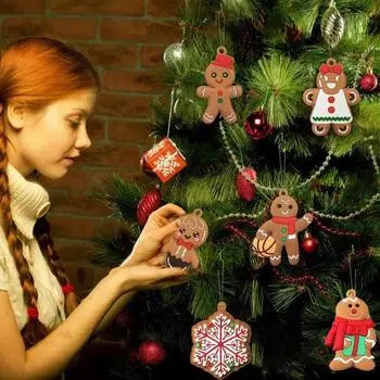 12 шт. Рождественские пряничные человечки, украшения для рождественской елки, подвесные украшения в виде пряничной куклы для B