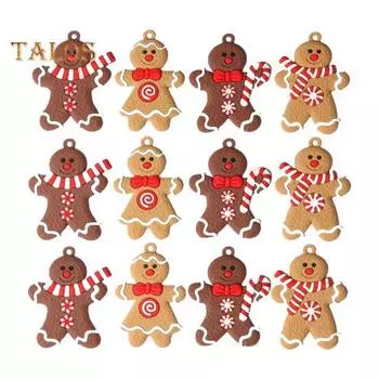 12 шт. Рождественские пряничные человечки, украшения для рождественской елки, подвесные украшения в виде пряничной куклы для праздничного декора дома F