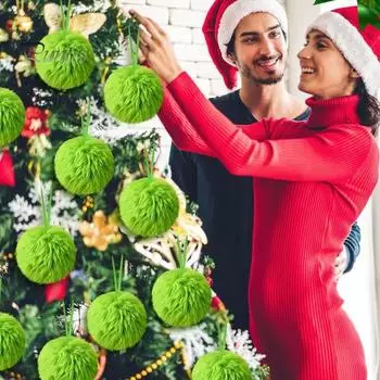 12 шт. Рождественские пушистые шары с шнурком, легко подвешиваемые украшения для рождественской елки, праздничные принадлежности A