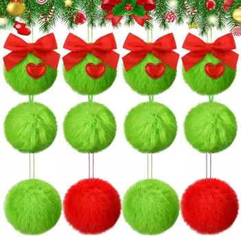 12 шт. Рождественские пушистые шары с шнурком, легко подвешиваются на елку A