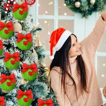 12 шт. Рождественские пушистые шары с тесьмой, легко подвешиваются на елку A