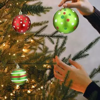 12 шт. Рождественские шары 2,4 дюйма Пластиковые елочные подвесные шары для украшения блестящие конфеты-завитки