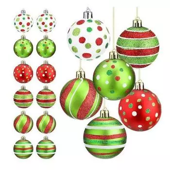 12 шт. Рождественские шары 2,4 дюйма, пластиковые подвесные шары для рождественской елки, блестящие спиральные конфеты, эльфы, рождественские безделушки, набор для декора праздничной вечеринки зелёный