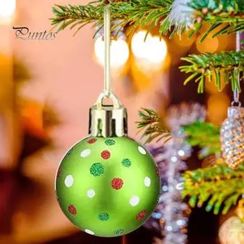 12 шт. Рождественские шары 2,4 дюйма, пластиковые подвесные шары для рождественской елки, блестящие спиральные конфеты, эльфы, рождественские безделушки, набор для декора праздничной вечеринки зелёный