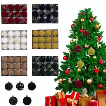 12 шт. Рождественские шары, небьющиеся рождественские шары, украшения оптом, 2,36 дюйма, подвесные, флокированные чёрный