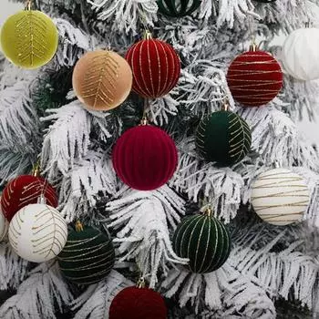 12 шт. Рождественские шары, небьющиеся рождественские шары, украшения оптом, 2,36 дюйма, подвесные флокированные шары, декор для рождественской праздничной вечеринки