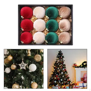 12 шт. Рождественские шары, украшения для елки, плюшевые декоративные рождественские шары, безделушки Style B