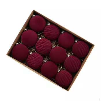 12 шт. Рождественские шары, украшения, елочные украшения, декоративные украшения для свадьбы темно-красного