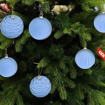 12 шт. Рождественские шары, украшения, небьющиеся бархатные шары, подвеска, флокированная рождественская елка, подвесные шары, украшения для дома, свадебные принадлежности 8 cm синий