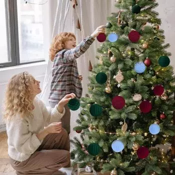 12 шт. Рождественские шары, украшения, небьющиеся бархатные шары, подвеска, флокированная рождественская елка, подвесной шар 8cm синий