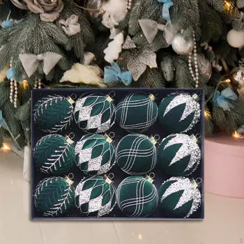12 шт. Рождественские шары, украшения, подвески, подвески на елку Green