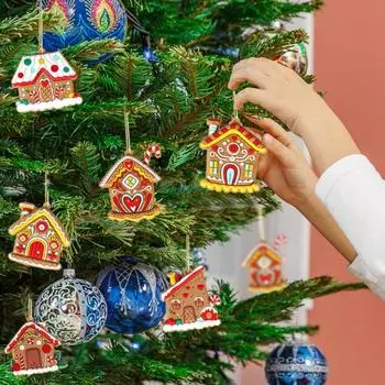 12 шт. рождественские украшения дизайн пряничного домика с подвесной веревкой создают атмосферу устойчивые к выцветанию украшения пряничного домика Mixed Style