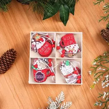 12 шт. Рождественские украшения подвесные пряничные человечки мороженое деревянные рождественские украшения многоразовые