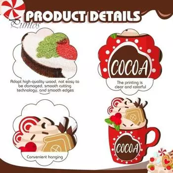 12 шт. Рождественские украшения, подвесные пряничные человечки, мороженое, деревянные рождественские украшения, многоразовые подвески для рождественской елки, для домашнего камина, праздничного декора 12pcs