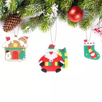 12 шт., рождественские украшения, пряничный человечек, Санта-Клаус, снеговики, креативные подвески, украшение для рождественской елки, сувениры для вечеринки красный