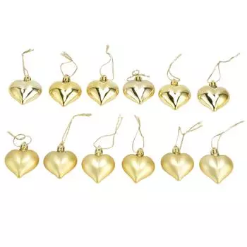 12 шт. Рождественские украшения в форме сердца из ПВХ, подвесные украшения для елки на День святого Валентина золотистый