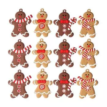 12 шт. Рождественские украшения в виде пряничного человечка, подвесные украшения для рождественской елки, кулон в виде пряничной куклы A